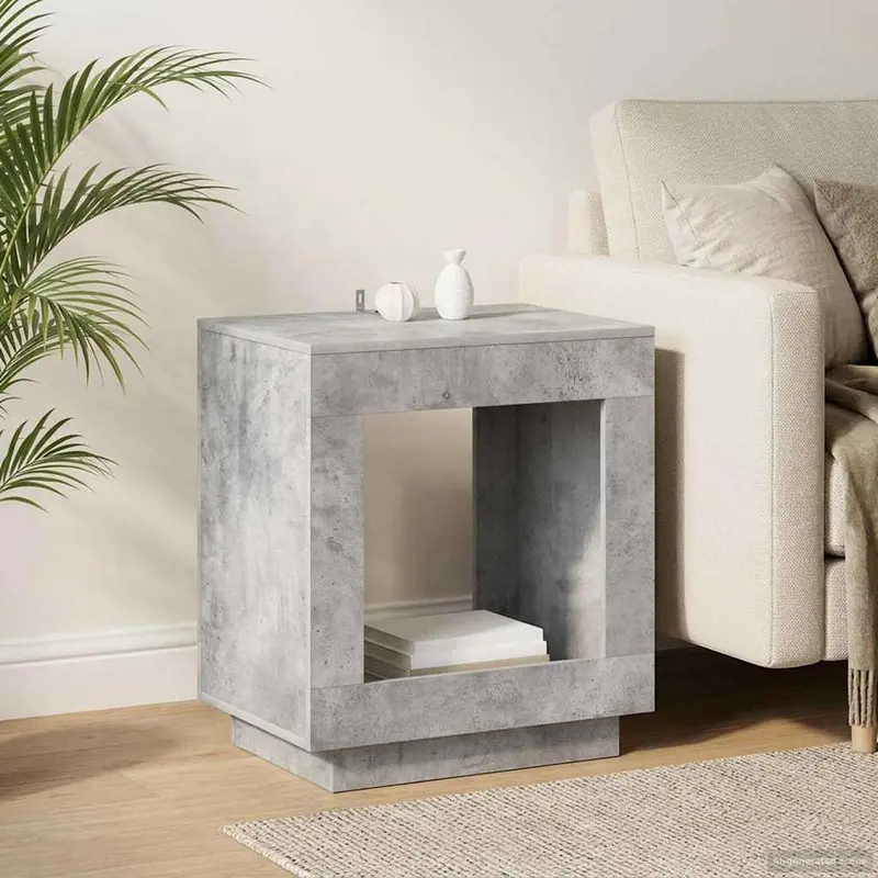 Mesa lateral Gris Hormigón 60 x 40 x 65 cm Madera de ingeniería