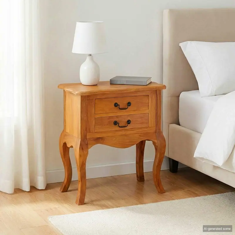Mesa lateral Natural 60,5 x 30 x 61 cm Madera de Caoba Sólida