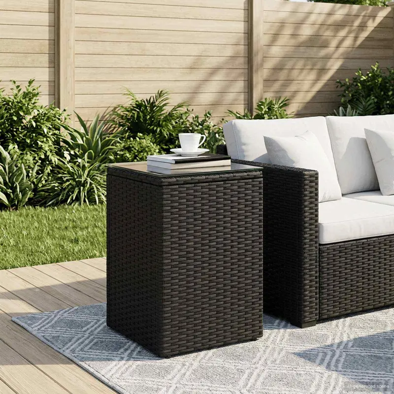 Mesa lateral Negro ratán sintético