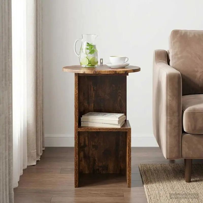 Mesa lateral Roble Ahumado Ø 39,5 x 55 cm Madera de Ingeniería