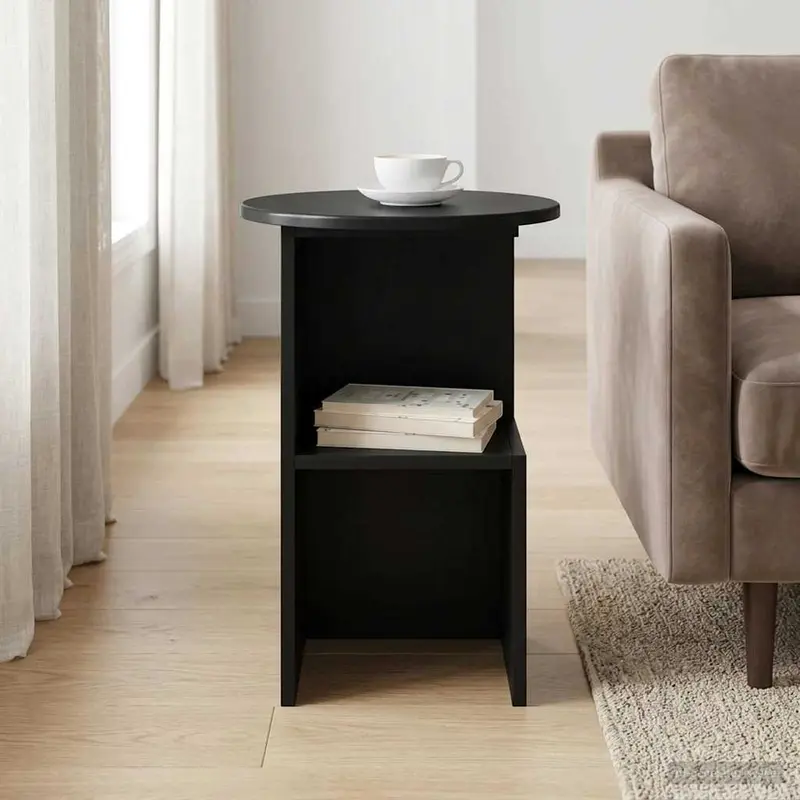 Mesa lateral Roble Negro Ø 39,5 x 55 cm Madera de Ingeniería