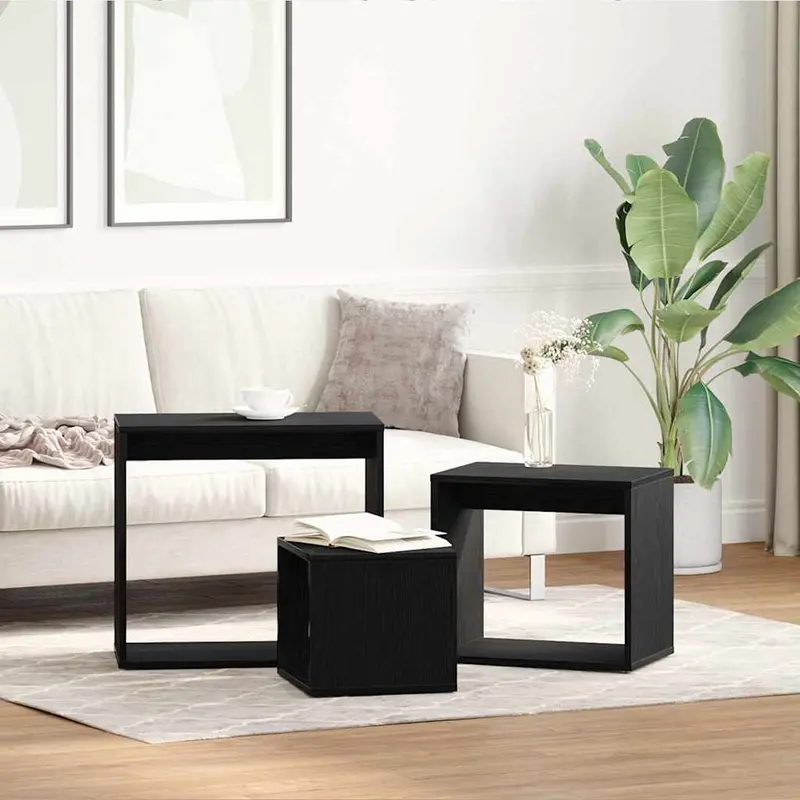 Mesa Nido 3 pcs Roble Negro Madera de ingeniería