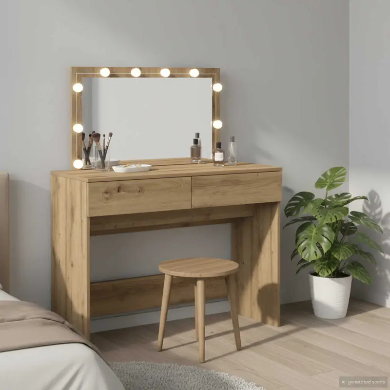 Mesa Tocador con cajón Roble artesanal 100 x 40 x 120 cm