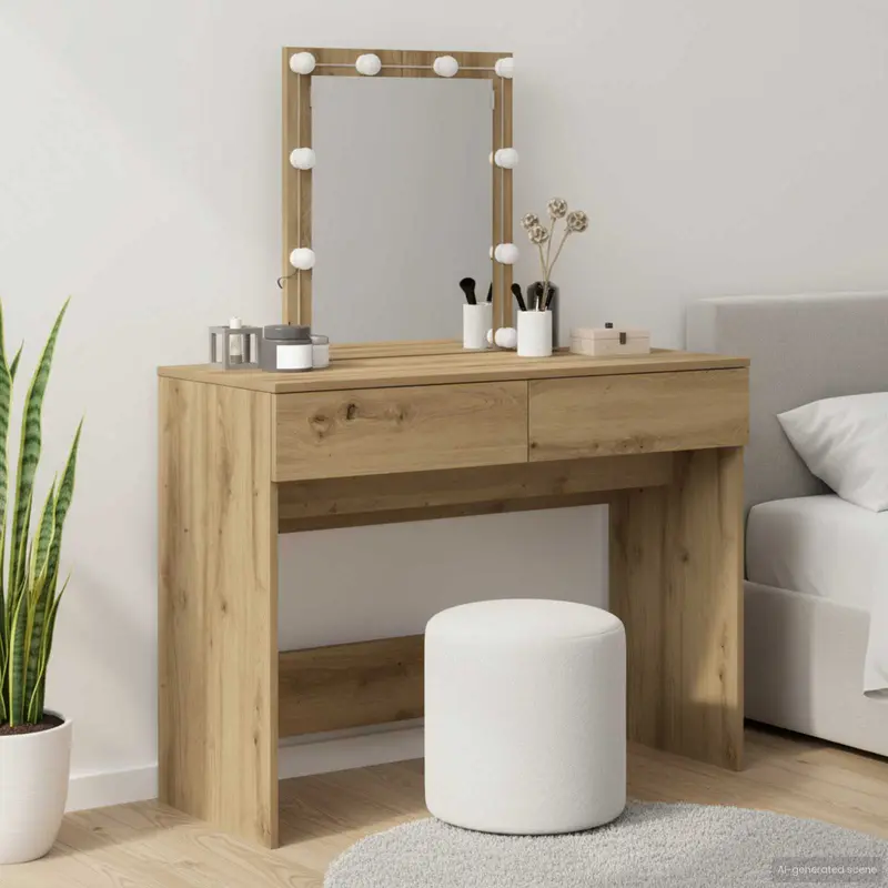 Mesa Tocador con cajón Roble artesanal 100 x 40 x 130 cm