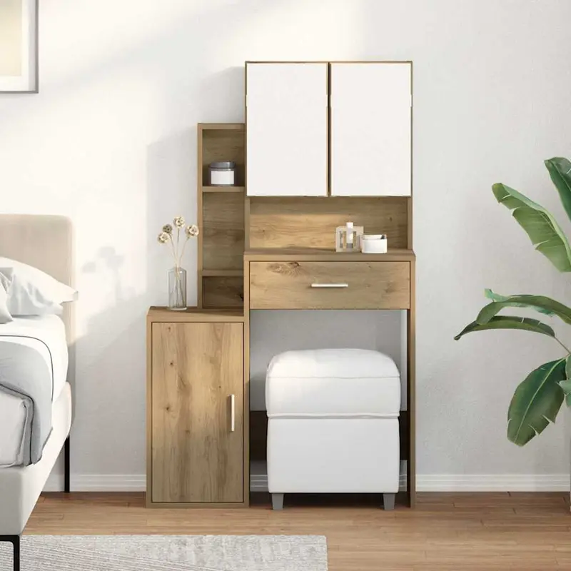 Mesa Tocador con cajón Roble artesanal 80 x 35 x 132 cm