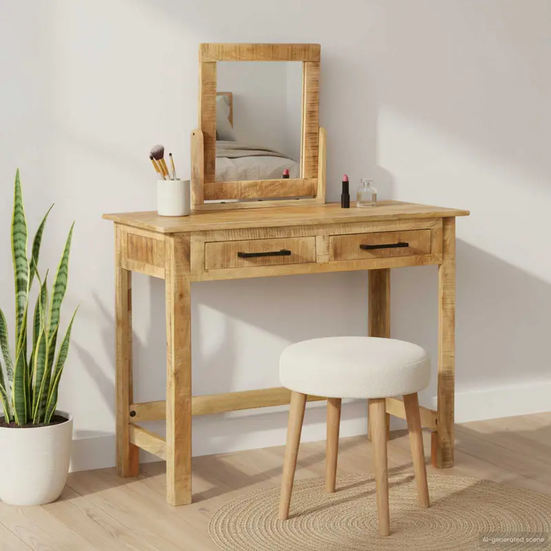 Mesa Tocador Marrón 100 x 40 x 120 cm Madera de mango maciza