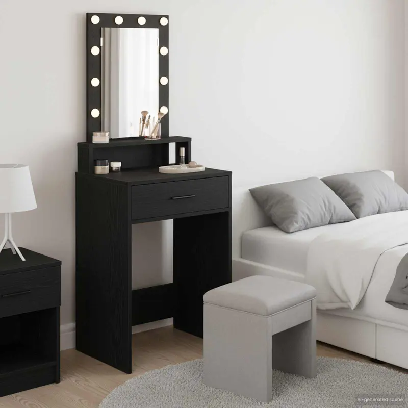 Mesa Tocador Negro 50 x 41 x 140 cm Madera de ingeniería