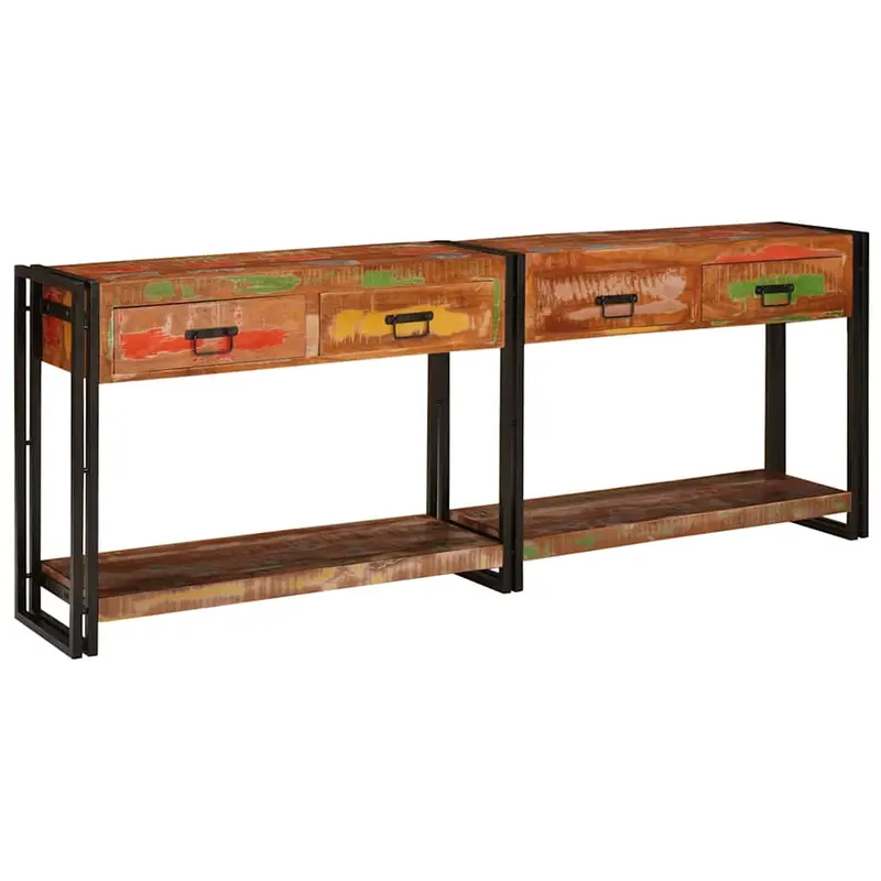 Mesas consola 2 pcs Multicolor Madera sólida recuperada
