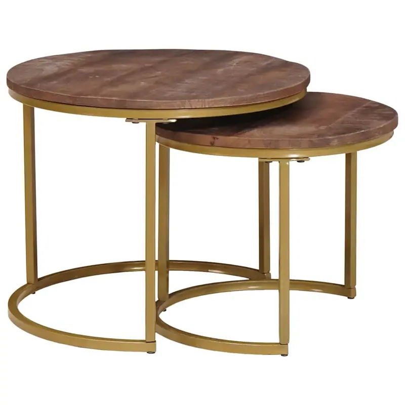 Mesas de Café Nido 2 pcs Madera maciza de mango y acero