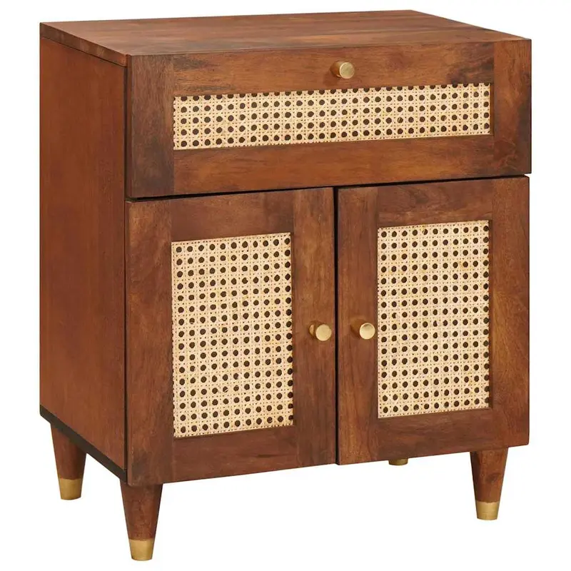 Mesas de noche con cajón 50 x 33 x 60 cm Madera de mango maciza