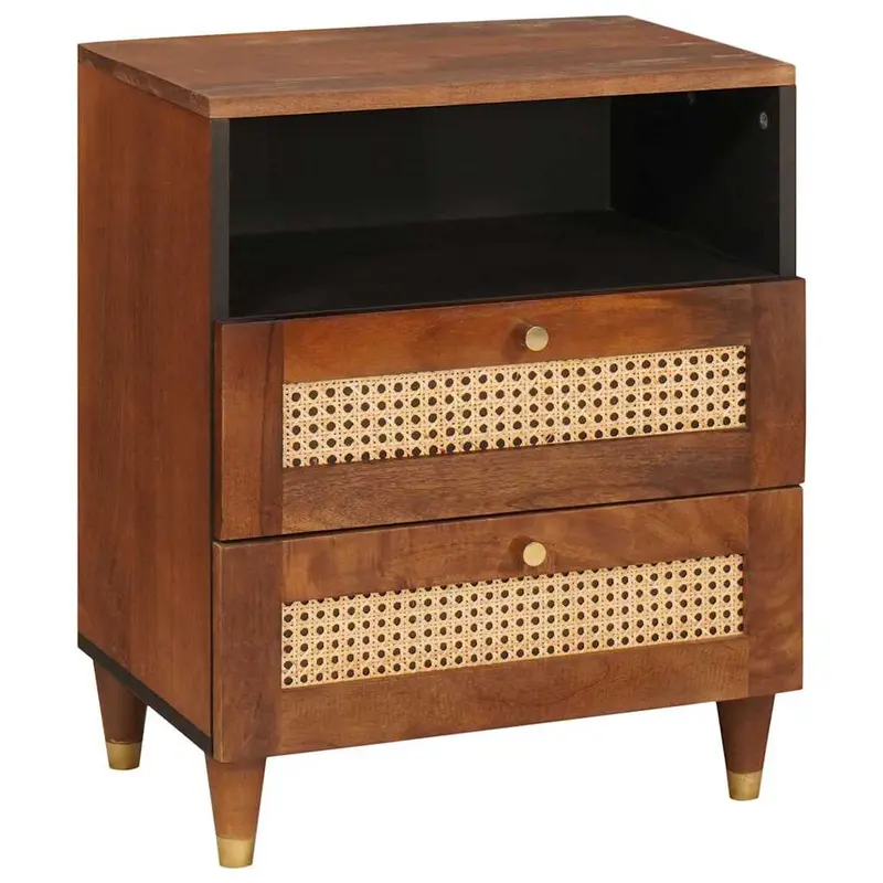 Mesas de noche con cajón 50 x 33 x 62 cm Madera de mango maciza