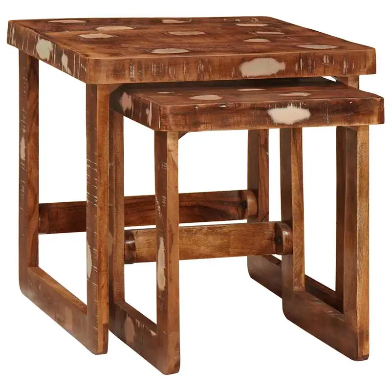 Mesas Nido 2 pcs 46 x 46 x 45 cm Madera sólida recuperada