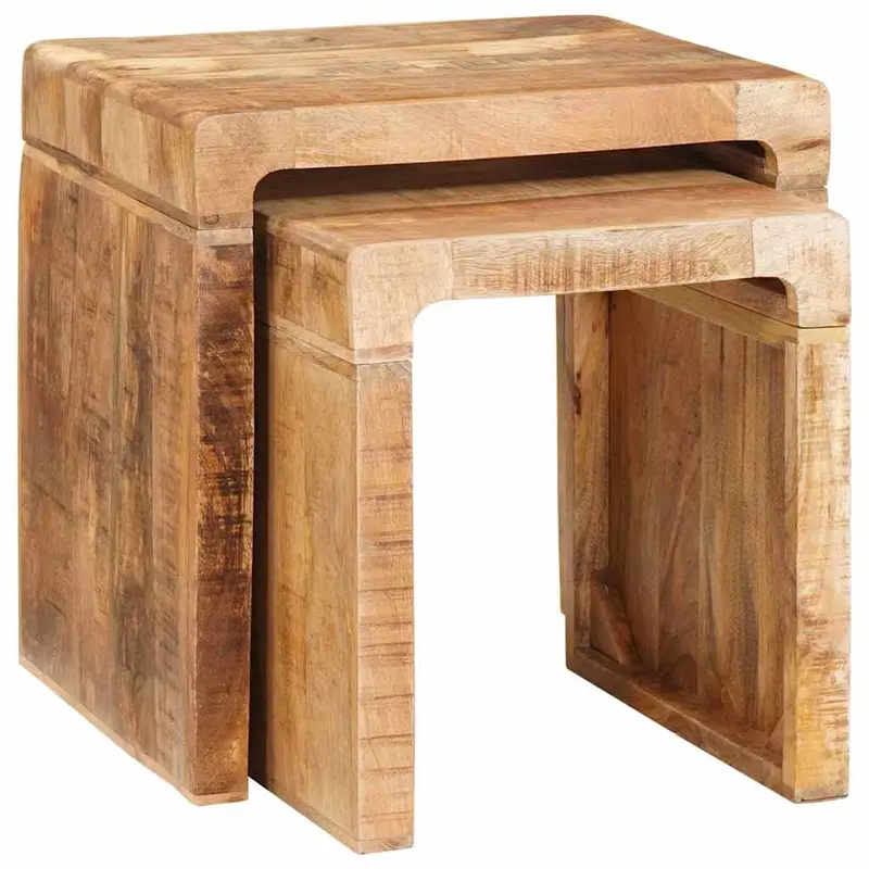 Mesas Nido 2 pcs Marrón 46 x 40 x 46 cm Madera de mango maciza