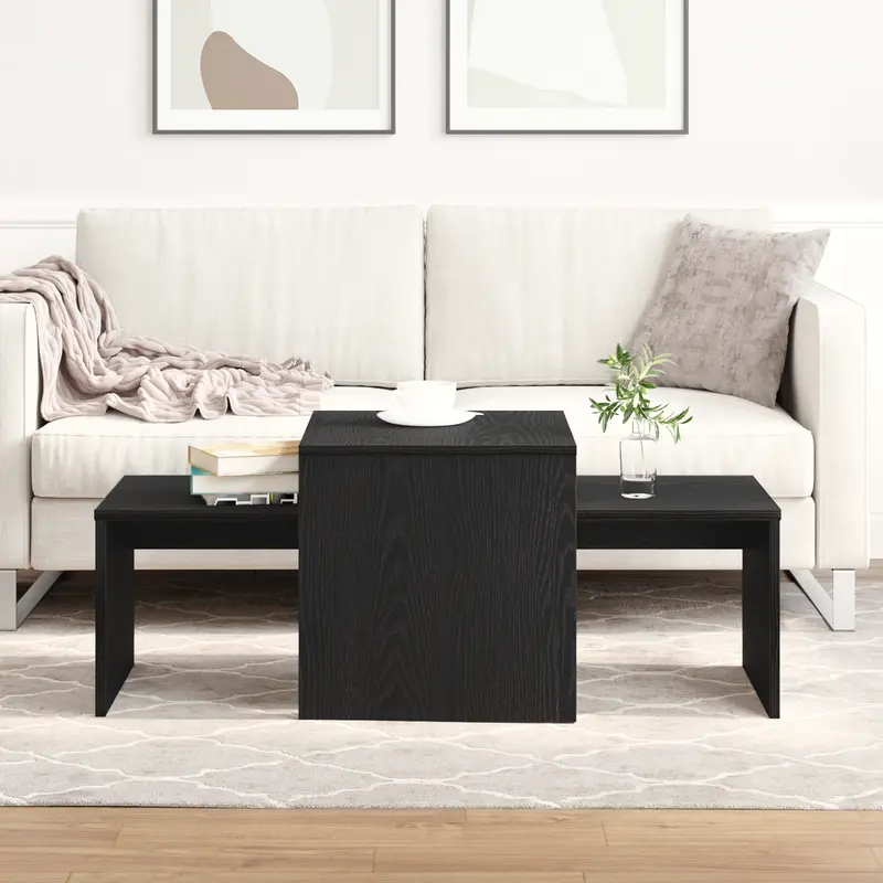 Mesas Nido Roble Negro 100 x 48 x 40 cm Madera de ingeniería