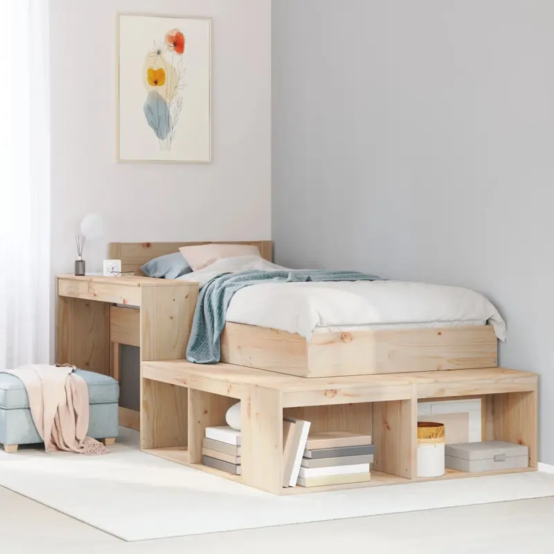 Mesilla de noche con escritorio 232x122x75 cm Madera maciza de pino