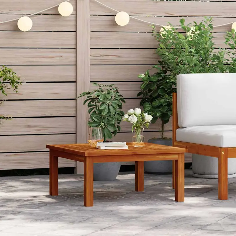 Mesita de jardín de madera maciza de acacia 63x63x30 cm