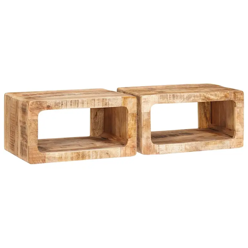 Mesita de Noche 2 pcs Marrón Madera de mango maciza
