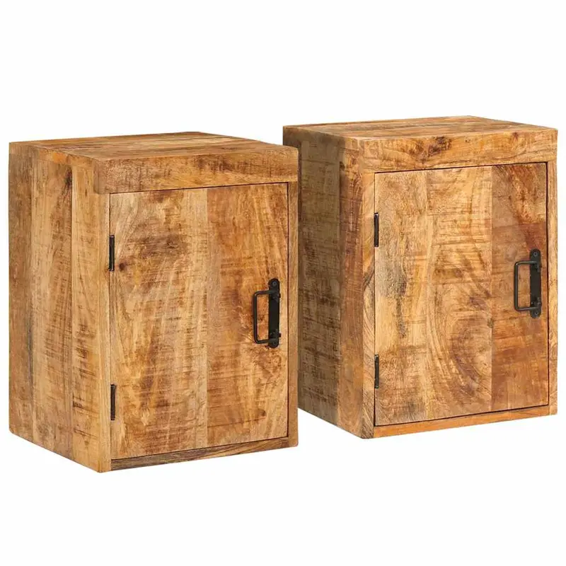 Mesita de Noche 2 pcs Marrón Madera de mango maciza