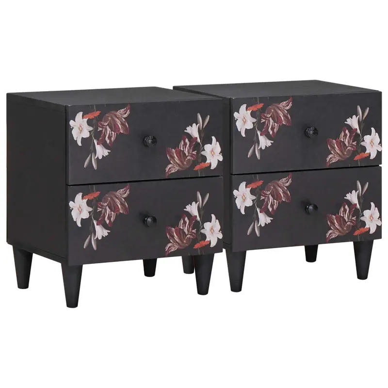 Mesita de Noche con cajón 2 pcs Marrón 40 x 33,5 x 46 cm