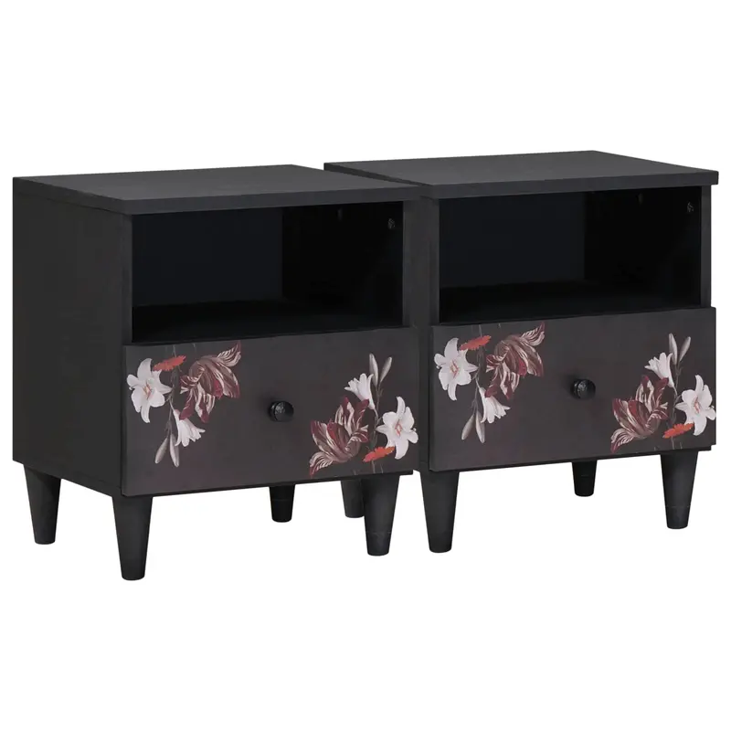Mesita de Noche con cajón 2 pcs Marrón 40 x 33 x 46 cm