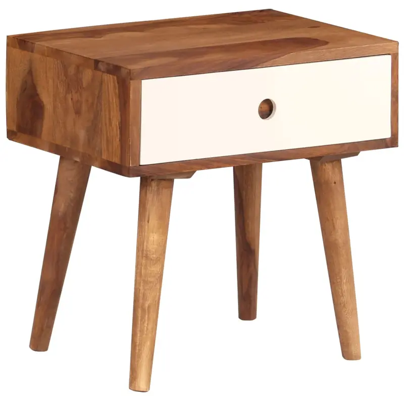 Mesita de noche de madera maciza de acacia 45x30x45 cm