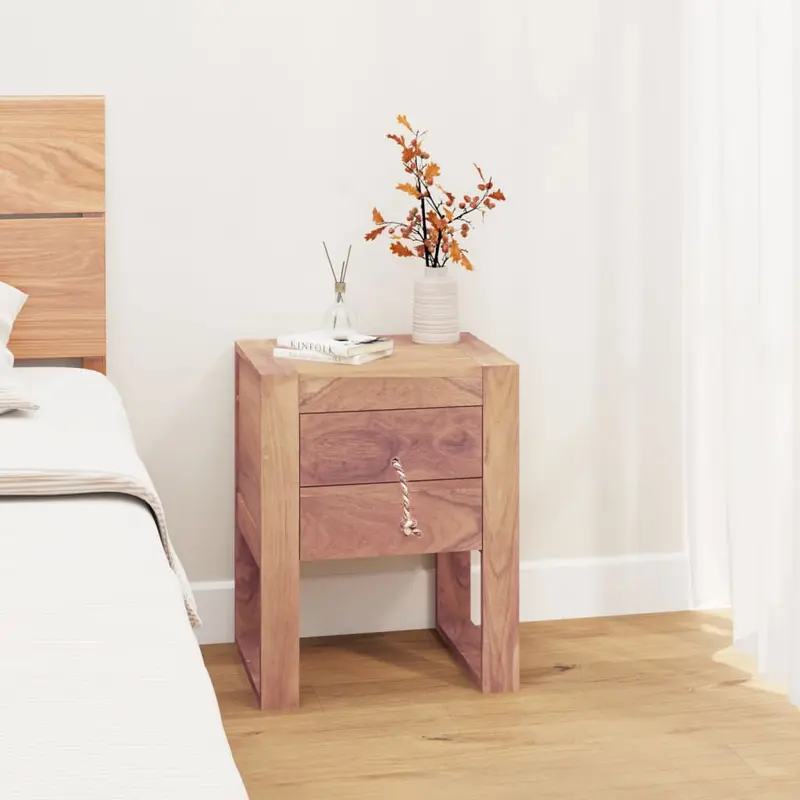 Mesita de noche de madera maciza de teca 40x30x50 cm