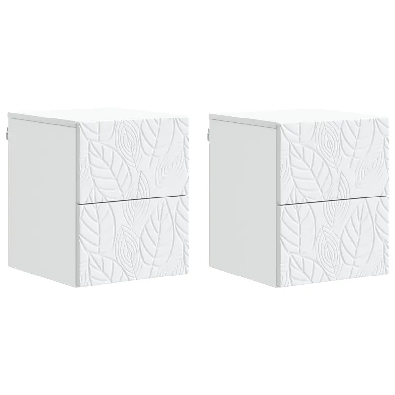 Mesita de Noche de Pared 2 pcs Blanco 34,5 x 33 x 40 cm
