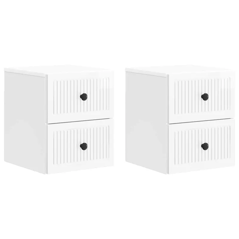 Mesita de Noche de Pared 2 pcs Brillante 33 x 34,5 x 40 cm