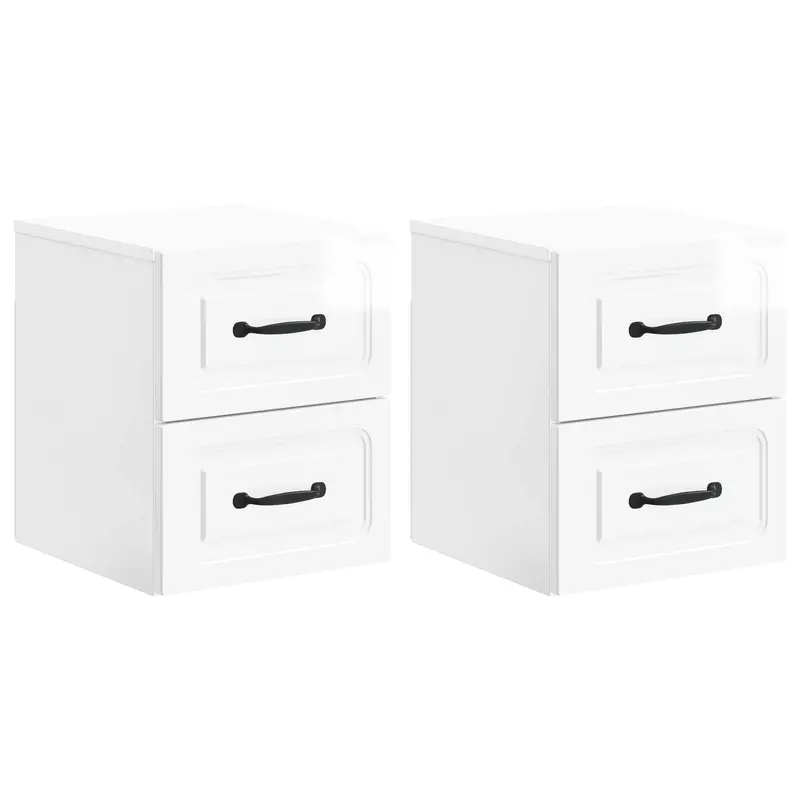 Mesita de Noche de Pared 2 pcs Brillante 34,5 x 33 x 40 cm