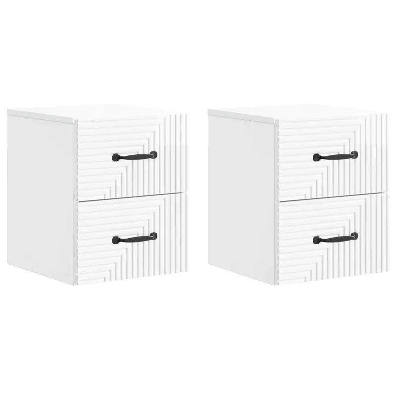 Mesita de Noche de Pared 2 pcs Brillante 34,5 x 33 x 40 cm