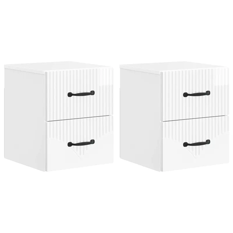 Mesita de Noche de Pared 2 pcs Brillante 34,5 x 33 x 40 cm