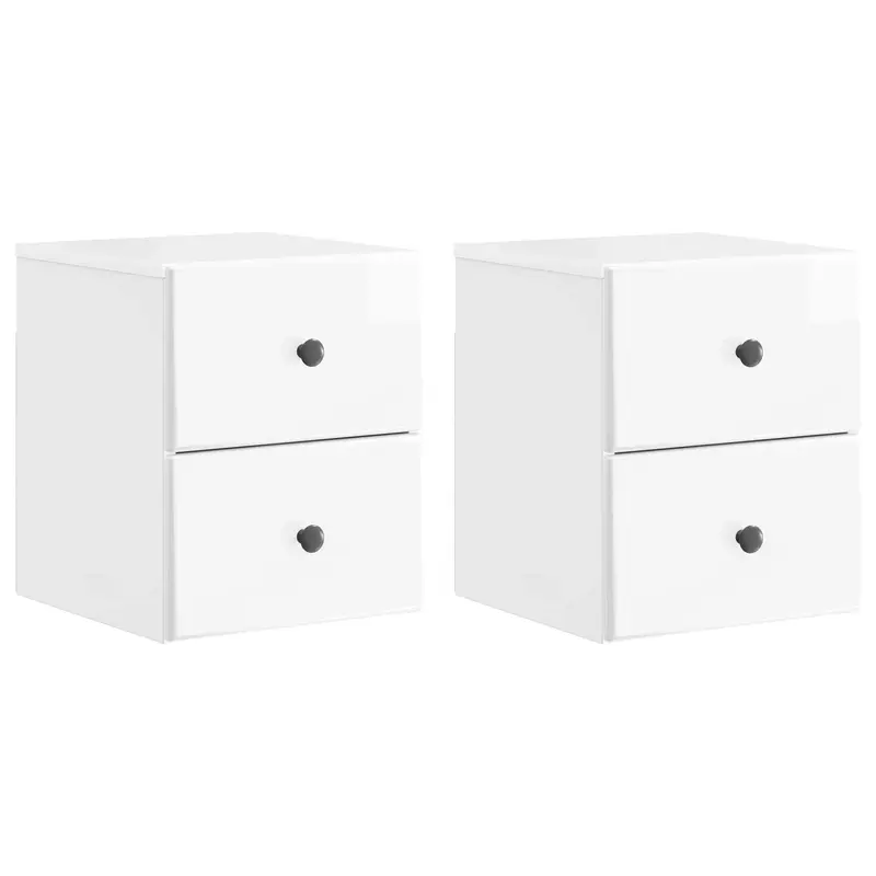 Mesita de Noche de Pared 2 pcs Brillante 34,5 x 33 x 40 cm
