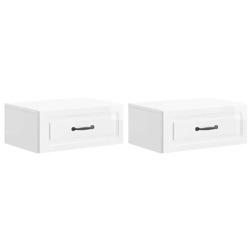 Mesita de Noche de Pared 2 pcs Brillante 49 x 34,5 x 20 cm