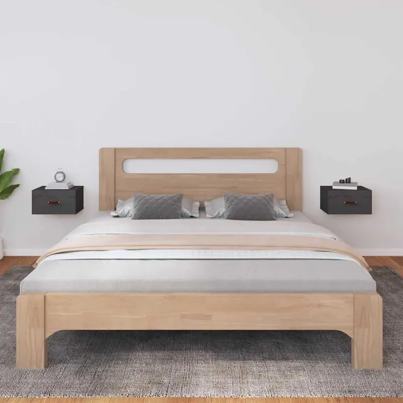 Mesita de noche de pared 2 uds gris 40x29,5x22 cm