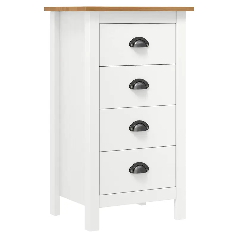 Mesita de noche Hill madera maciza de pino blanco 46x35x49,5 cm
