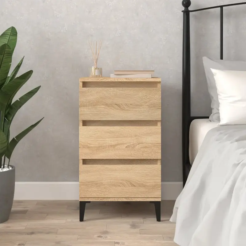 Mesita de noche madera contrachapada roble sonoma 40x35x70 cm