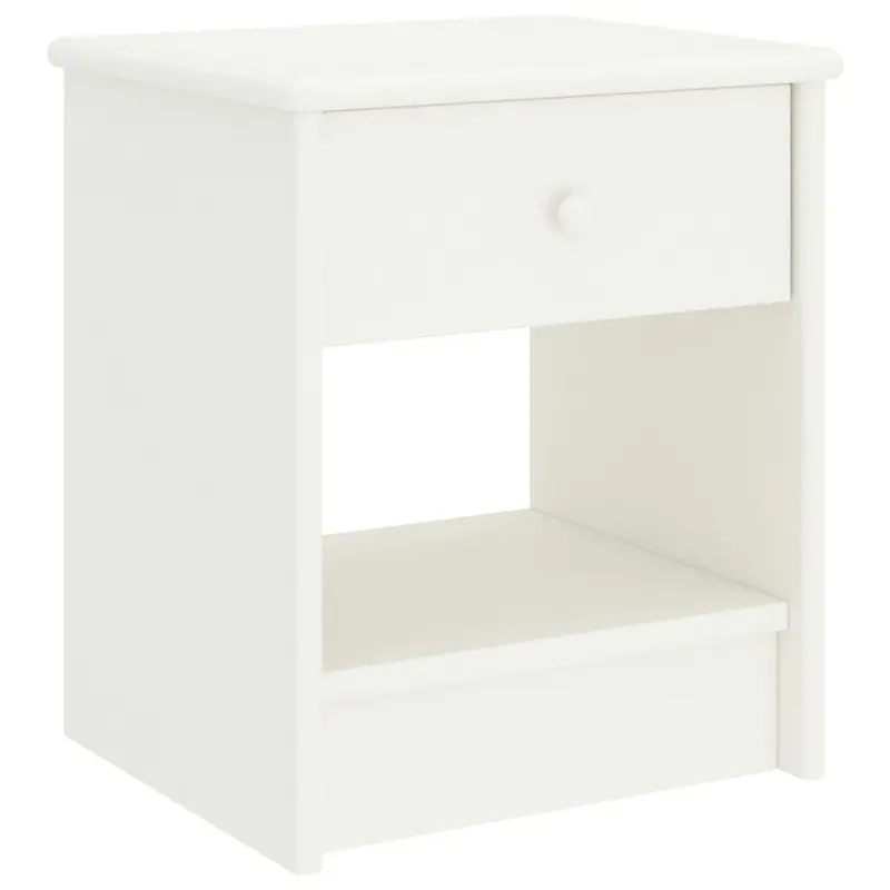 Mesita de noche madera maciza de mango blanco 35x30x40 cm
