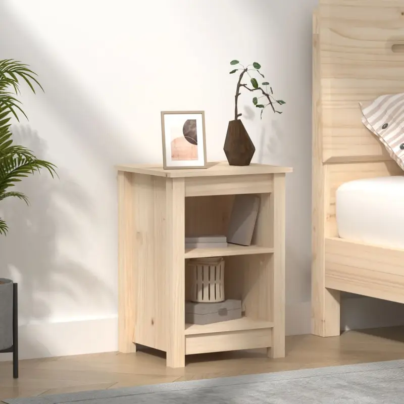 Mesita de noche madera maciza de pino 40x35x55 cm