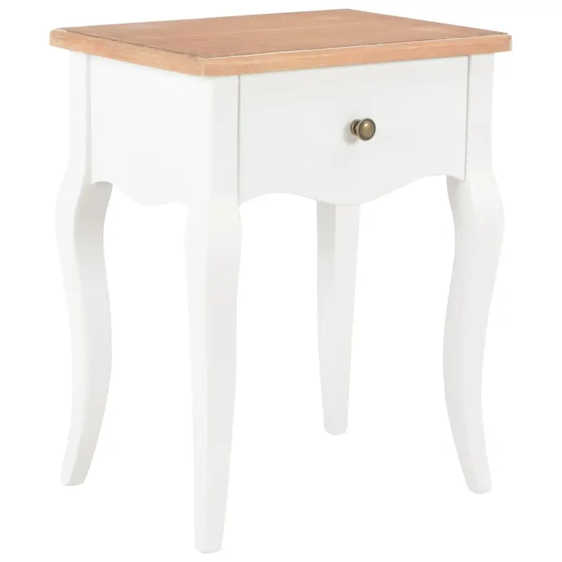 Mesita de noche madera maciza de pino blanco marrón 40x30x50 cm