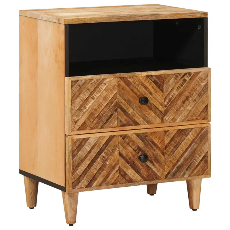 Mesita de Noche Marrón 50 x 33 x 60 cm Madera de mango maciza