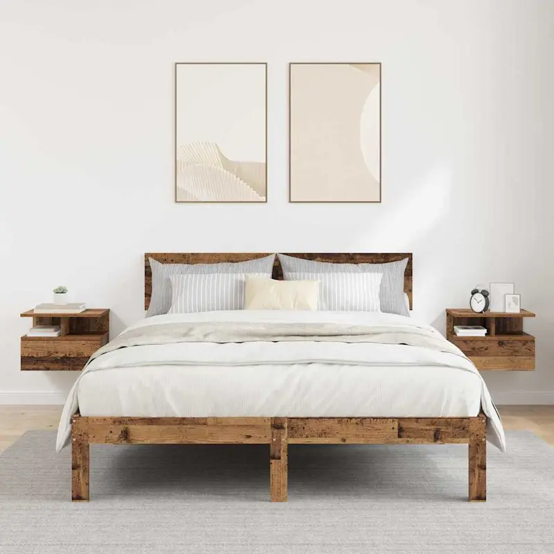 Mesita Flotante con cajón 2 pcs Madera vieja 40 x 31 x 28 cm