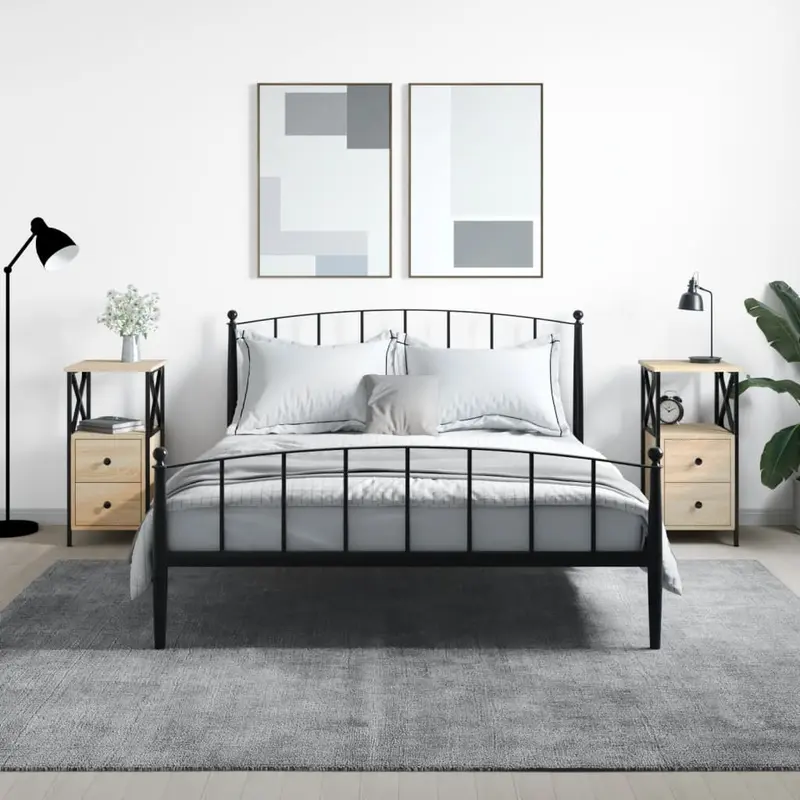 Mesita noche 2 uds madera ingeniería roble Sonoma 34x35,5x70 cm