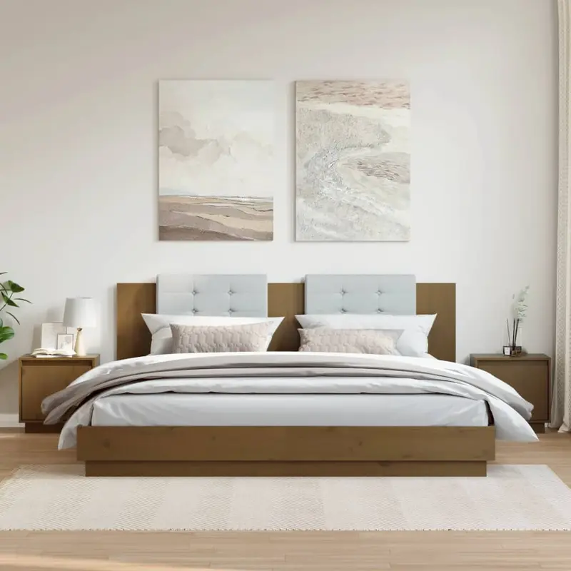 Mesitas de noche 2 uds madera de pino marrón miel 40x30x40 cm