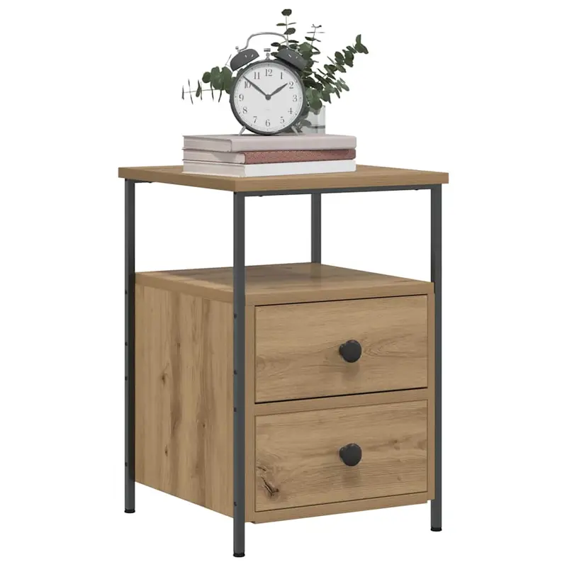 Mesitas de noche 2 uds madera roble artisan 34x35,5x50 cm