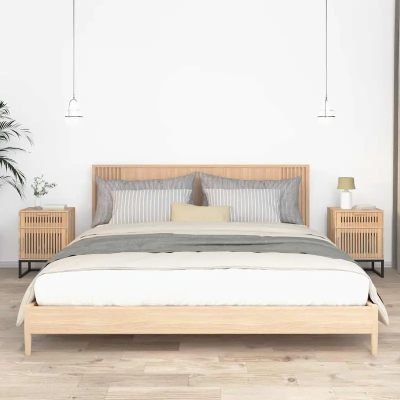Mesitas noche 2 uds hierro y madera contrachapada 40x30x55,5 cm