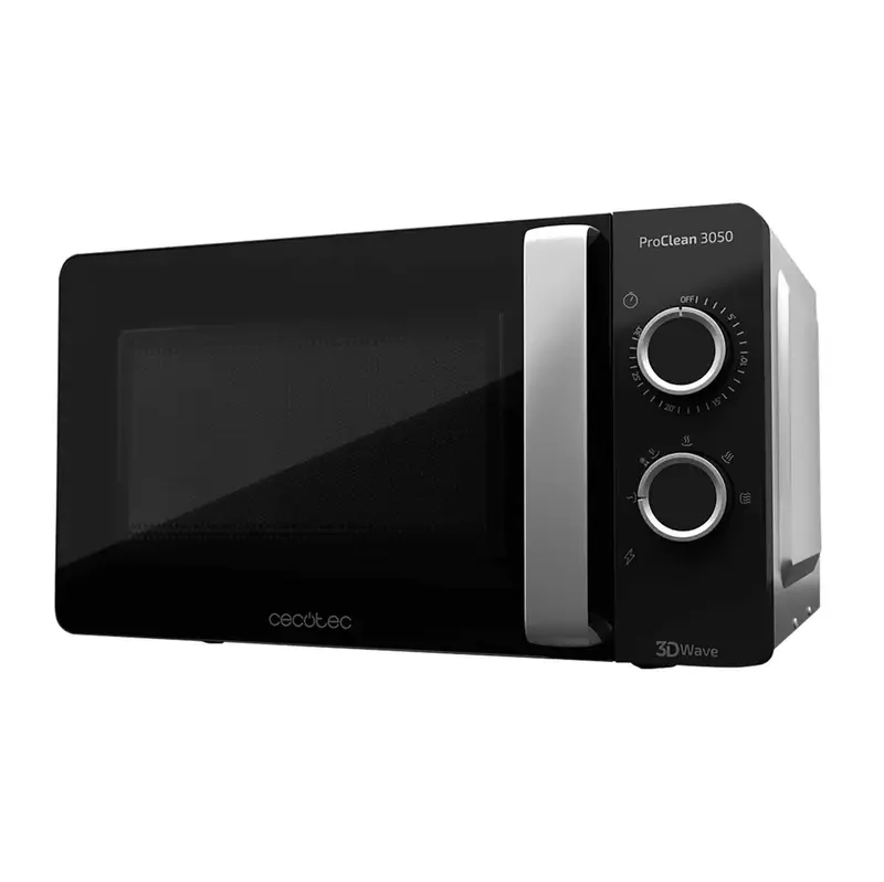 Microondas ProClean 3050 de 20L 700W con Ready2Clean 6 Niveles Temporizador 30min Descongelar Negro y Plata de Cecotec