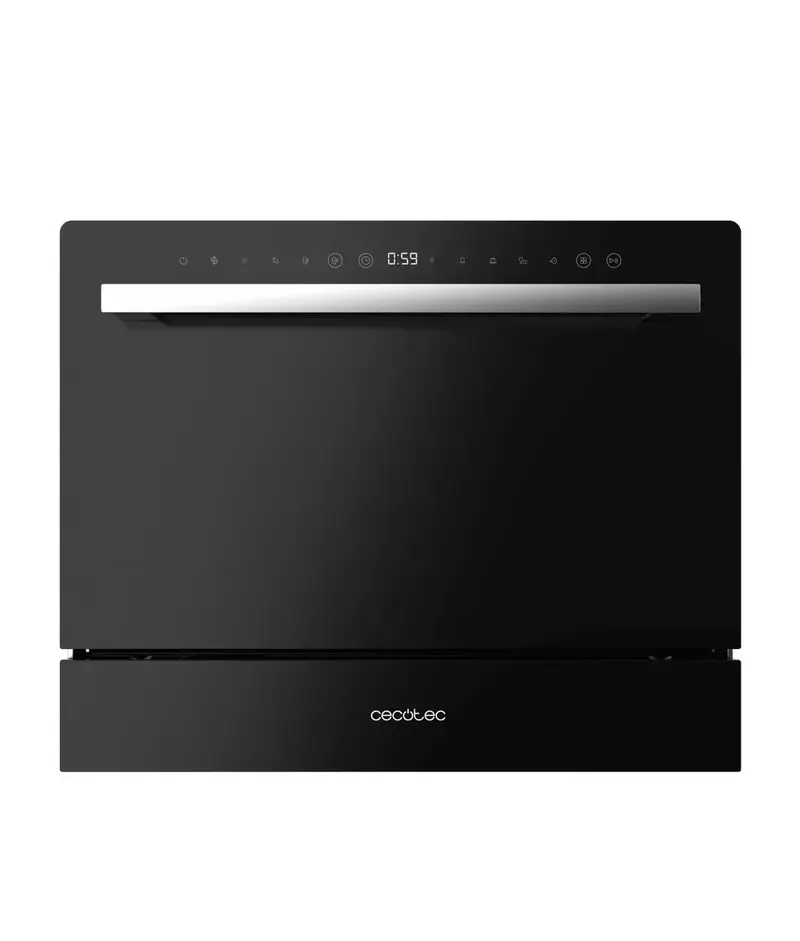 Mini Lavavajillas Bolero Aguazero 2400 Black Glass compacto 6 servicios con panel táctil y funciones avanzadas de Cecotec