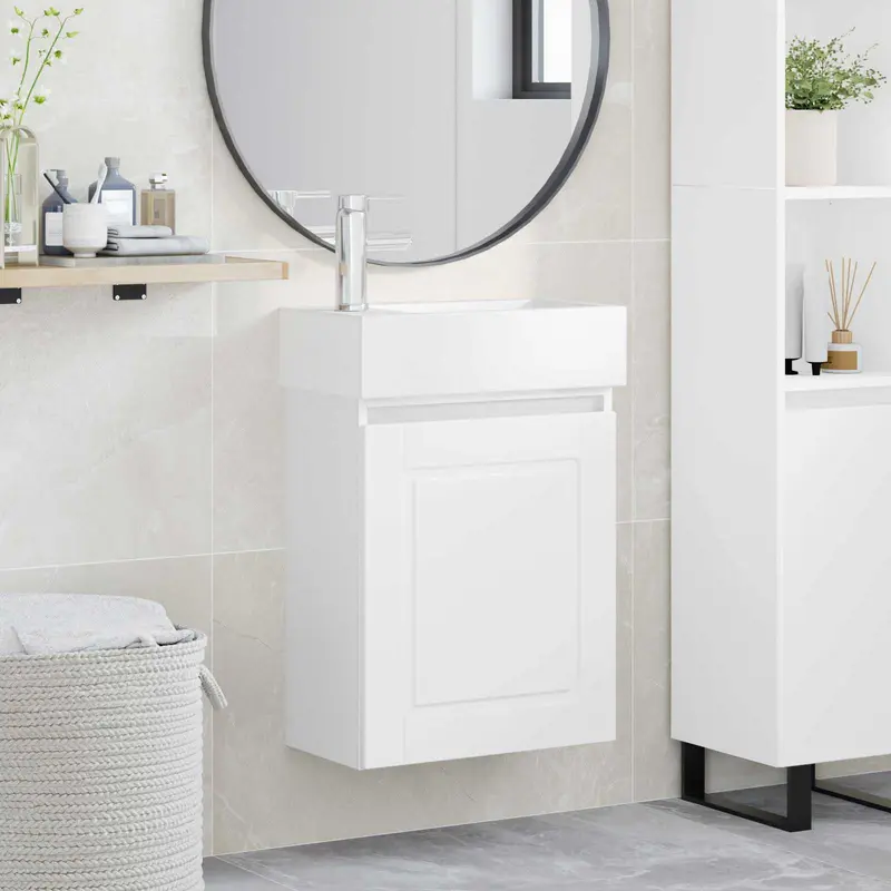 Módulo de baño con grifería Blanco 45,5 x 22,5 x 84 cm