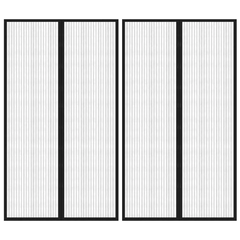 Mosquiteras para puerta bloque magnético 2 uds negro 200x80 cm