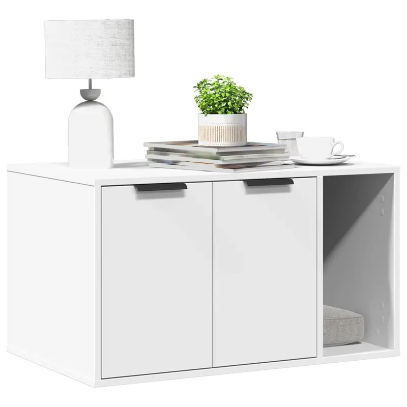 Mueble arenero para gatos madera ingeniería blanco 80x50x45 cm